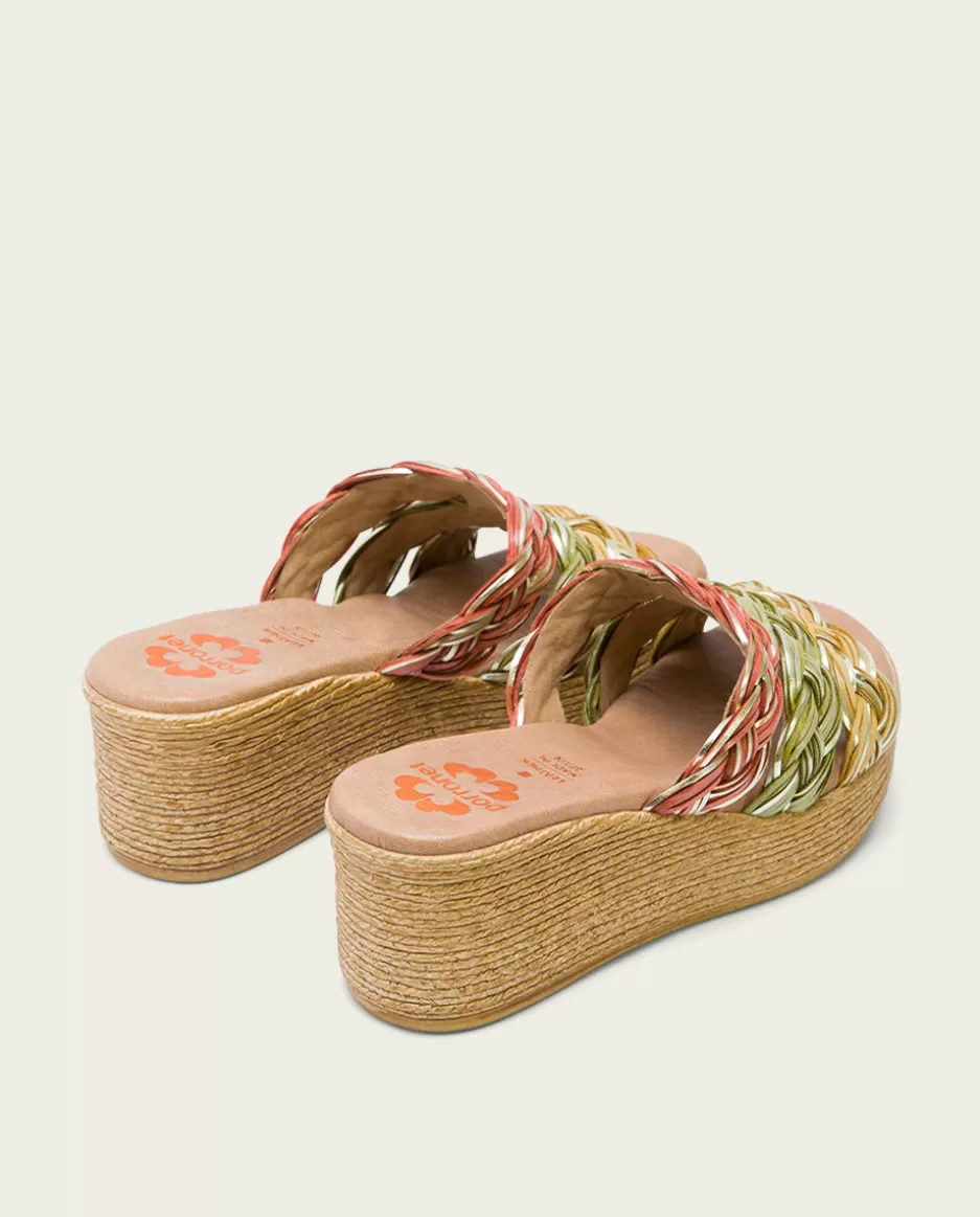 PORRONET Sandalia Cuña Con Pala Textil Colores Ivana- Sandalias Cuña